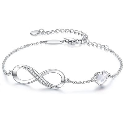 LOUISA SECRET Damen Infinity Armband aus Edelstahl 316L mit Herz und