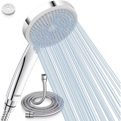 Fasdunt Duschkopf mit 2M Schlauch: Wassersparend, 5 Strahlarten, 200