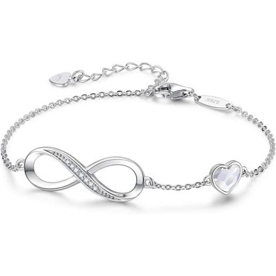 LOUISA SECRET Damen Armband 925 Sterling Silber, Unendlichkeit Herz mit