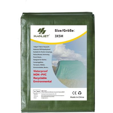 Hanjet HJ Grüner PE Tarp 140g/m² - Wasserdicht, Robust, Recycelbar - 3x5m