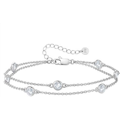 LOUISA SECRET Damen Armband 925 Sterling Silber Zirkonia Verstellbar