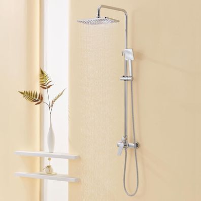 Auralum Duscharmatur Komplettset: Höhenverstellbare Regendusche (90-124cm) mit