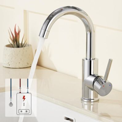 Auralum Niederdruck Küchenarmatur, 360° drehbar, 3 Anschlüsse für Boiler