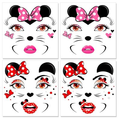 HOWAF 4 Bögen Maus Gesichtstattoos - Temporäre Tattoos für Karneval, Halloween