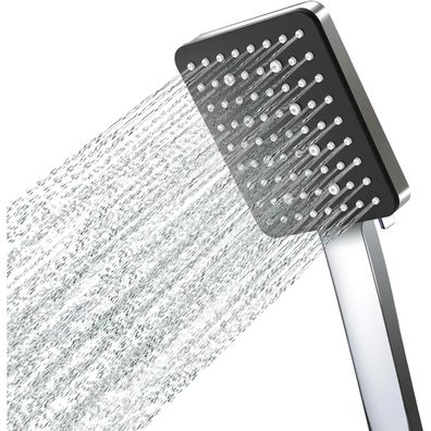 Newentor Eckiger Duschkopf Matt Schwarz, Wassersparend, Hochdruck mit 6