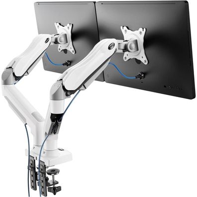 HUANUO Monitorhalterung für 2 Monitore (13-32 Zoll) in Weiß - Höhenverstellbar