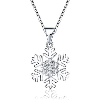 Josfeva Damen Schmuck Set 925 Sterling Silber Schneeflocke Halskette