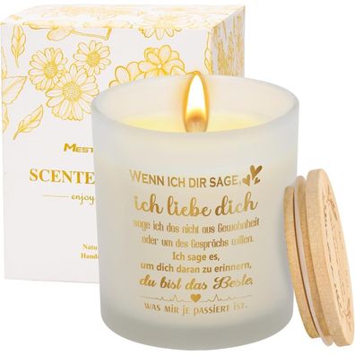 MestectPET Jahrestag Geschenk für Sie & Ihn: Lavendel Duftkerze mit "Ich liebe