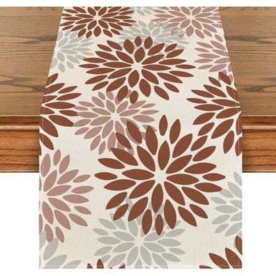 Artoid Mode Tischläufer Blumen Braun Dahlien Herbst Saisonnal Küche Tisch