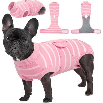 Kuoser Hundebody nach OP, atmungsaktiv, Rosa Streifen, Größe S (Rücken 29-34cm