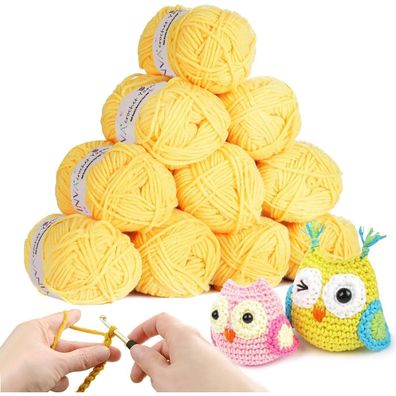 YINVA Häkelgarn Set 10x 25g Acryl Wolle zum Häkeln und Stricken für Anfänger