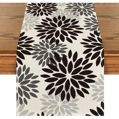 Artoid Mode Tischläufer 40x300 cm - Blumenmuster Schwarz Dahlien für Herbst