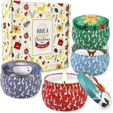 Yinuo Mirror Duftkerzen Weihnachten Geschenkset für Frauen, 4er Pack Sojawachs