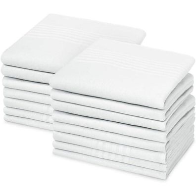 URAQT Herren Taschentücher, 15 Stück, 38x38 cm, 100% Baumwolle, Weiß
