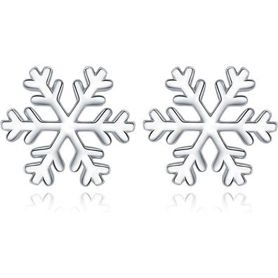 Josfeva 925 Sterling Silber Ohrringe Damen, Schneeflocke Ohrstecker für Winter