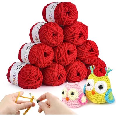 YINVA Häkelgarn Set: 10 Farben x 25g Acryl Wolle zum Häkeln und Stricken für