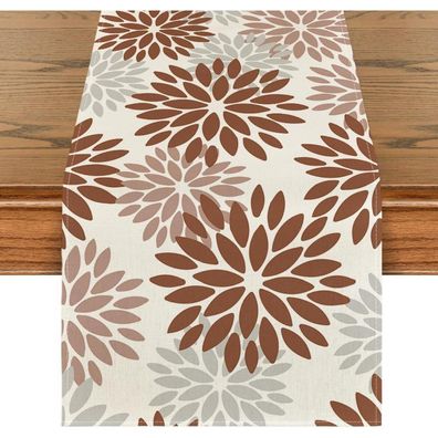Artoid Mode Tischläufer Blumen Braun Dahlien Herbst Saisonnal Küche Tisch