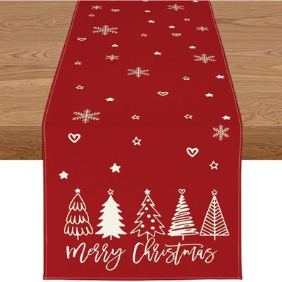 YCOLL Tischläufer Weihnachten Rot, Wasserabweisend, Modern, 40 x 240 cm, 1 Stück