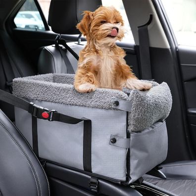 Bonthee Mittelkonsole Hundeautositz für kleine Hunde bis 9 kg, Grau, 45,7 x
