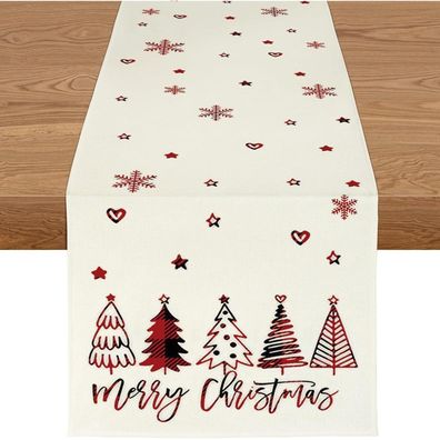 YCOLL Weihnachts-Tischläufer 40x300 cm Rot/Beige, Wasserabweisend