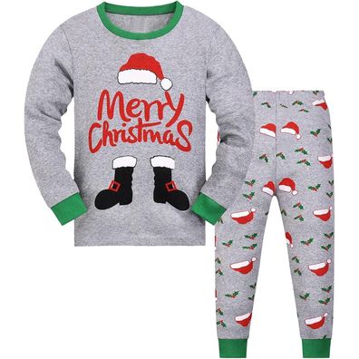 Codkkre Kinder Weihnachts Schlafanzug Langarm Baumwolle Pyjama Set 2-12 Jahre