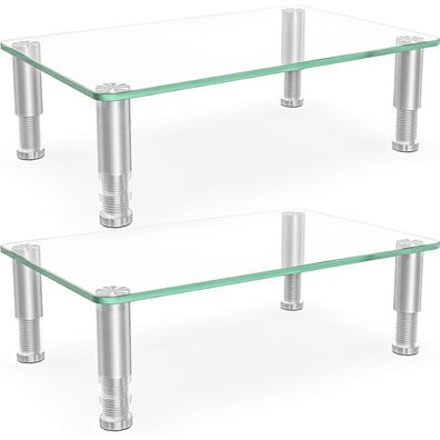 Hemudu 2 Stück Monitorerhöhung aus gehärtetem Glas, höhenverstellbar, für