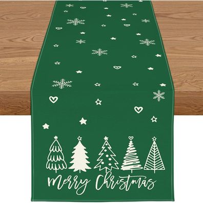 YCOLL Tischläufer Weihnachten Grün, Wasserabweisend, Modern, 40 x 240 cm, 1
