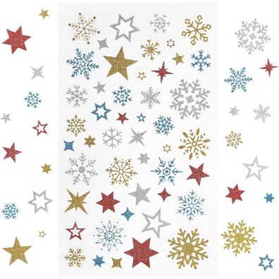 Kesote Glitzer Stern Aufkleber Set 240x Etiketten für Weihnachten, Basteln