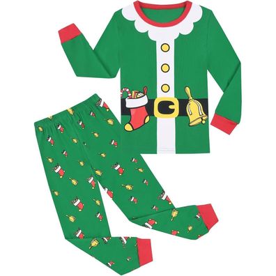 Codkkre Kinder Weihnachts Schlafanzug Jungen Mädchen Langarm Baumwolle Pyjama