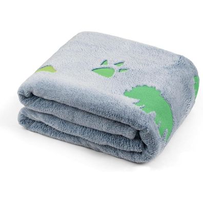 Winthome Kuscheldecke Kinder Dino, leuchtet im Dunkeln, Fleecedecke 130x170cm