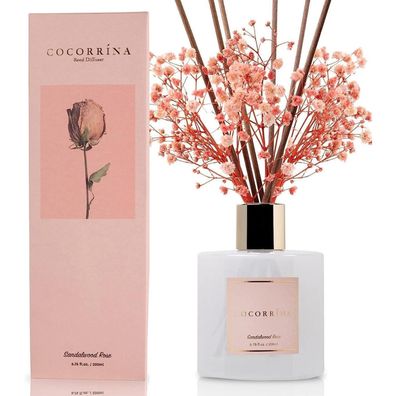 Cocorrína Raumduft Reed Diffuser 200ml - Sandelholz Rose, Langanhaltender Duft