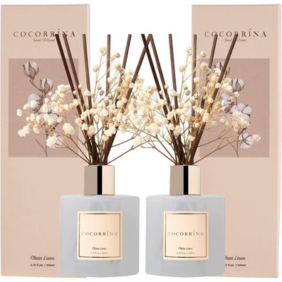 Cocorrína Raumduft Reed Diffuser 200ml Clean Linen, 2er Pack - Langanhaltender