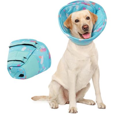 Hjumarayan Hundehalskrause Weich - Leckschutz Kragen nach OP, Wasserdicht, Blau
