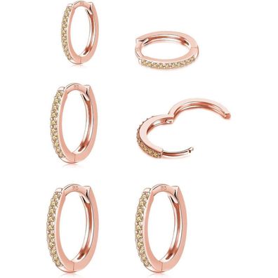 Huabola CALYN 3 Paar Creolen Silber 925, Gold Creolen Set für Damen Herren