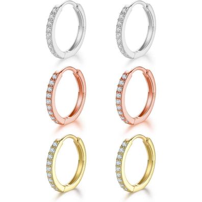 Huabola CALYN 3 Paar Creolen Silber 925, Gold Creolen Set für Damen Herren