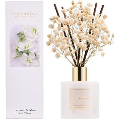 Cocorrína Raumduft Reed Diffuser 200ml, Jasmine & Mint - Langanhaltender Duft