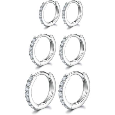 Huabola CALYN 3 Paar Creolen Silber 925, Gold Creolen Set für Damen Herren