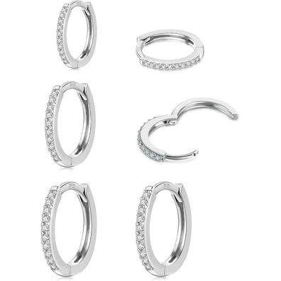 Huabola CALYN 3 Paar Creolen Silber 925, Gold Creolen Set für Damen, Herren
