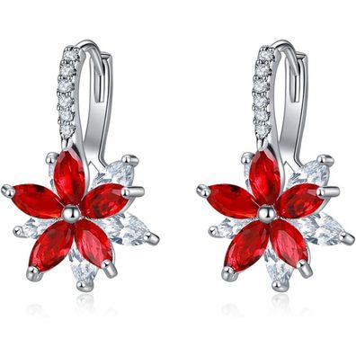 Josfeva Creolen Ohrringe Damen Klein Huggie Kreolen Blumen Klapp-Creolen mit