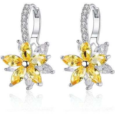 Josfeva Creolen Ohrringe für Damen, Kleine Huggie Kreolen mit Blumen und
