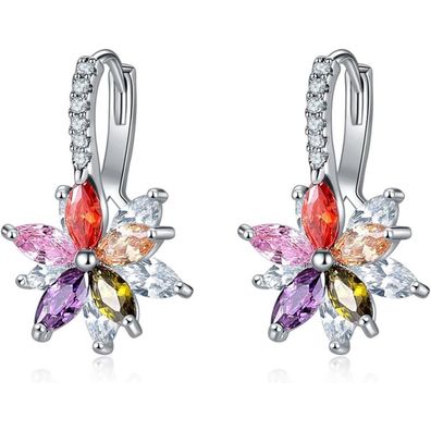Josfeva Damen Creolen Ohrringe Klein Hoop Huggie Blumen Klapp-Creolen mit
