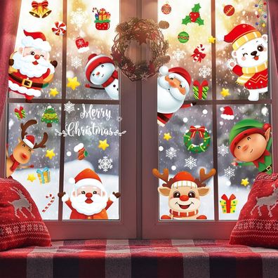 MIUTME Fensterbilder Weihnachten, 9tlg Selbstklebend Fensterdeko Winter