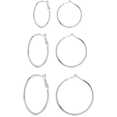 Josfeva Creolen Set 925 Sterling Silber, Groß 40/50/60mm, Damen Ohrringe in