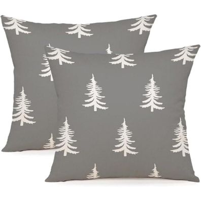 YCOLL Kissenbezug 40x40 cm, 2er Set, Weihnachten Dekokissen aus Leinen für Sofa