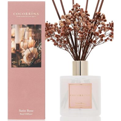 Cocorrína Raumduft Reed Diffuser 200ml Satin Rose - Langanhaltender Duft für