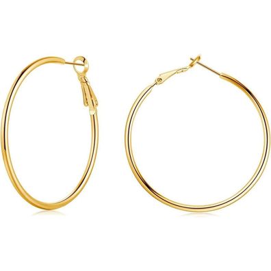 Josfeva Creolen Silber 925 Set, 40mm Damen Creolen Rund Klapp-Creolen Ohrringe