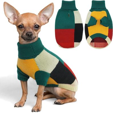Hjumarayan Vintage Hundepullover mit Geschirr Loch, Farbblockierung