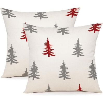 YCOLL Weihnachtsdeko 2er Set Kissenbezüge 40x40 cm für Sofa, Schlafzimmer, Couch