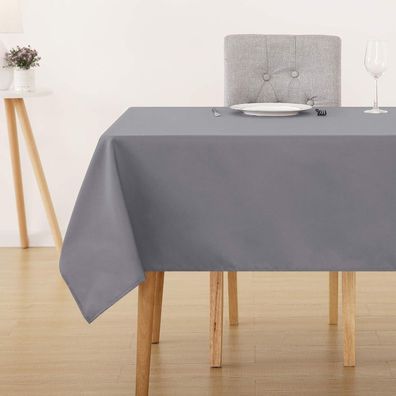 Deconovo Tischdecke Abwaschbar Grau 200x137 cm Wasserabweisend mit Lotuseffekt