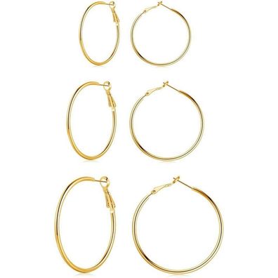 Josfeva Creolen Set 925 Sterling Silber Groß 40/50/60mm Damen Ohrringe Rund